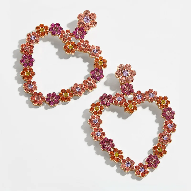 Exaggerated Colorful Diamond Floral Heart Drop Earrings Shiny Rhinestone Crystal Flower Love Heart Stud Statement Earrings
Exaggerated Colorful Diamond Floral Heart Drop Earrings Shiny Rhinestone Crystal Flower Love Heart Stud Statement Earrings