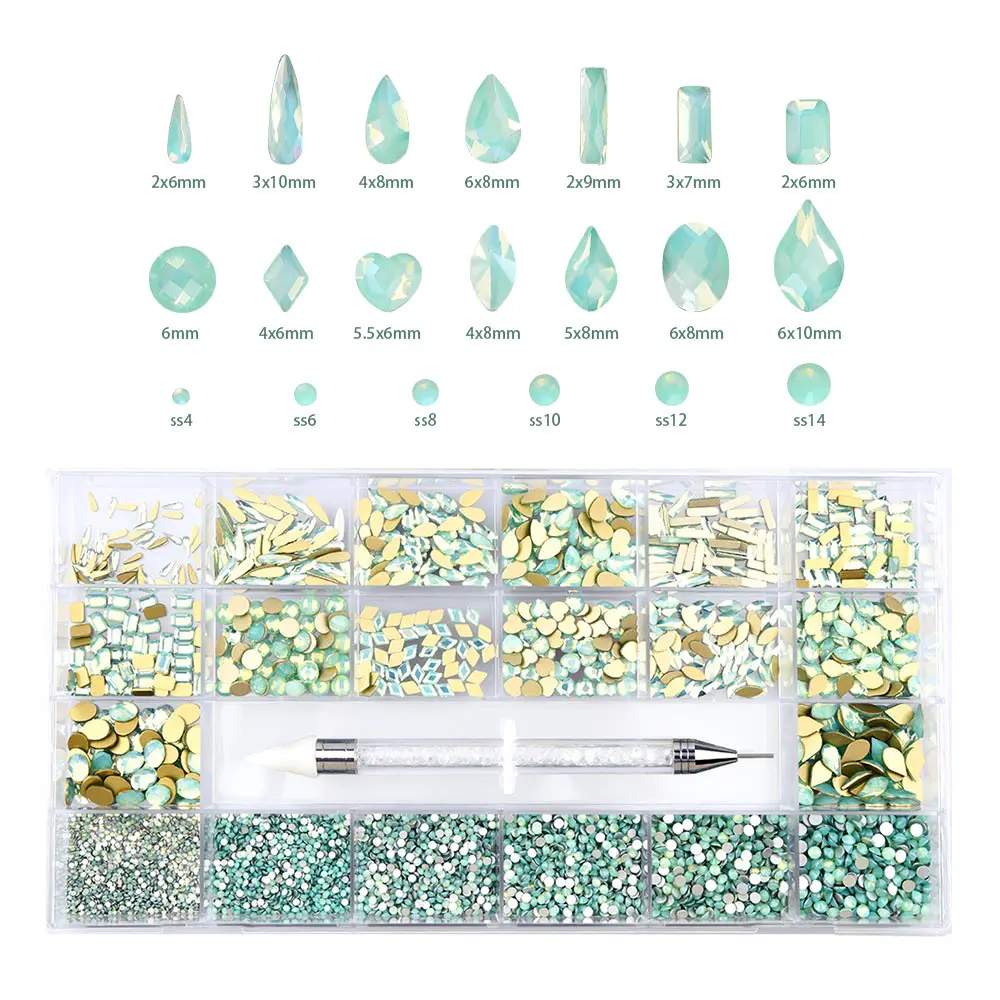 Wholesale Blue Green OPal Mix Shapes Glitter Nail Art Rhinestone Crystal Box Set Kit
Wholesale Blue Green OPal Mix Shapes Glitter Nail Art Rhinestone Crystal Box Set Kit