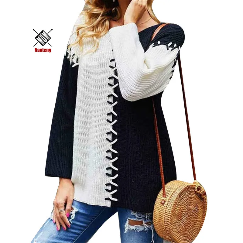 Custom New Fashion Winter Crew Neck Color Block Design Ladies Tops Knitted Sweater Women
Custom New Fashion Winter Crew Neck Color Block Design Ladies Tops Knitted Sweater Women