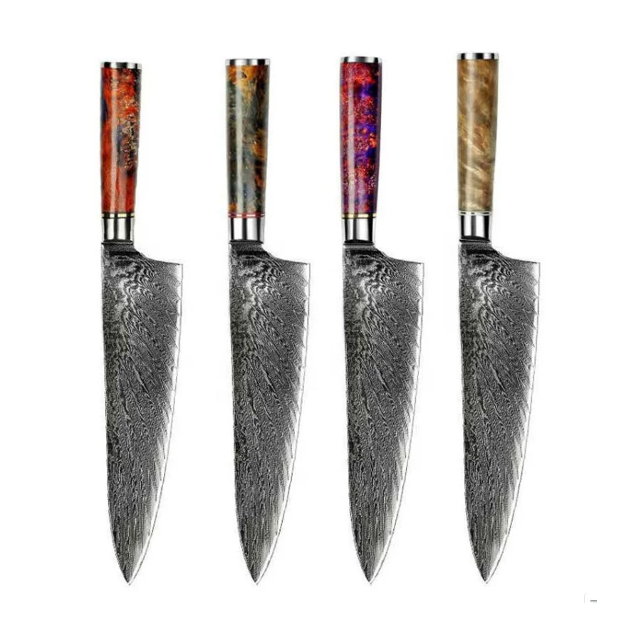 Yieryi Professional 67 layers Damascus Steel Kitchen Knives Japanese Chef Knife With Resin Wood Handle
Yieryi Professional 67 layers Damascus Steel Kitchen Knives Japanese Chef Knife With Resin Wood Handle