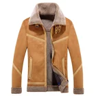 Wholesale winter warm mens fleece lined coats casual faux fur motorcycle jacket