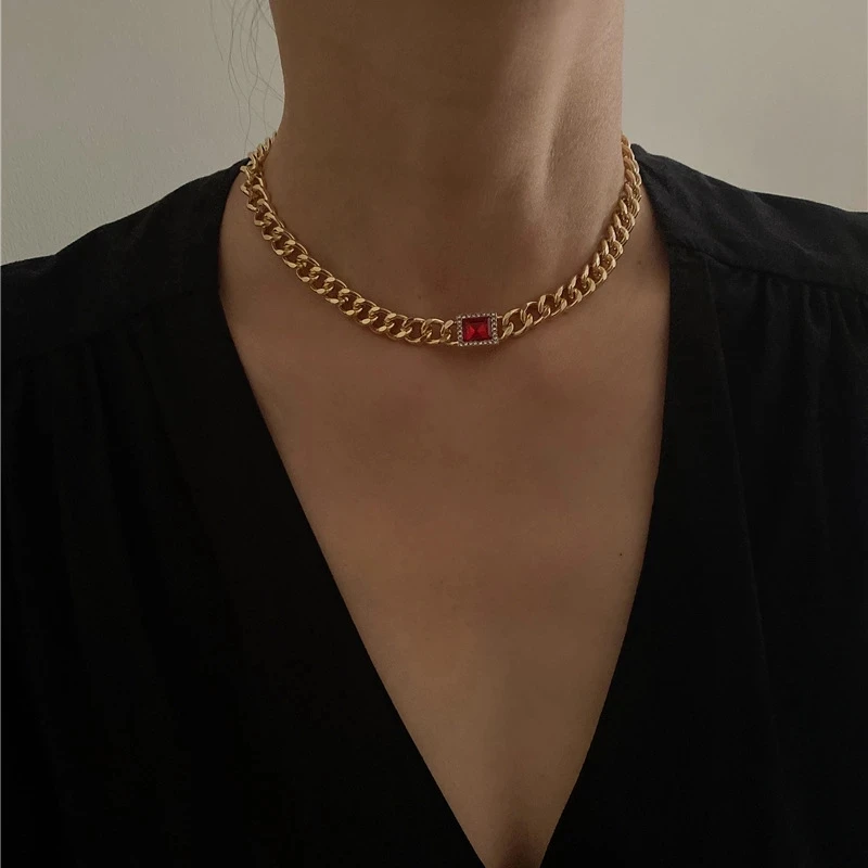 Exquisite Simple Gold Silver Color Chain Jewelry Necklace Alloy Chain Square Crystal Gem Chain Necklace Women, Gold silver colors
Exquisite Simple Gold Silver Color Chain Jewelry Necklace Alloy Chain Square Crystal Gem Chain Necklace Women, Gold silver colors