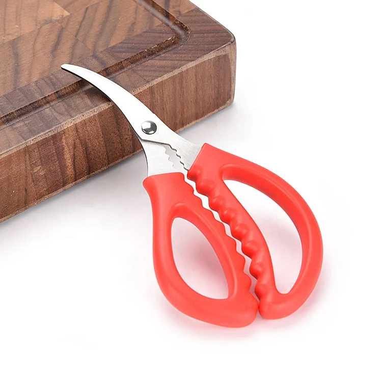 Custom New Design 440C Curved Craft Stainless Steel Vegetable Seafood Kitchen Shears Scissors