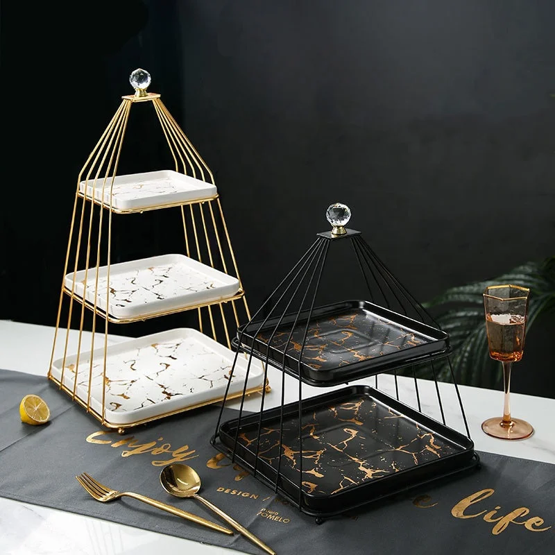 Modern simple multi-layer fruit plate marble pattern ceramic square plate display stand
Modern simple multi-layer fruit plate marble pattern ceramic square plate display stand