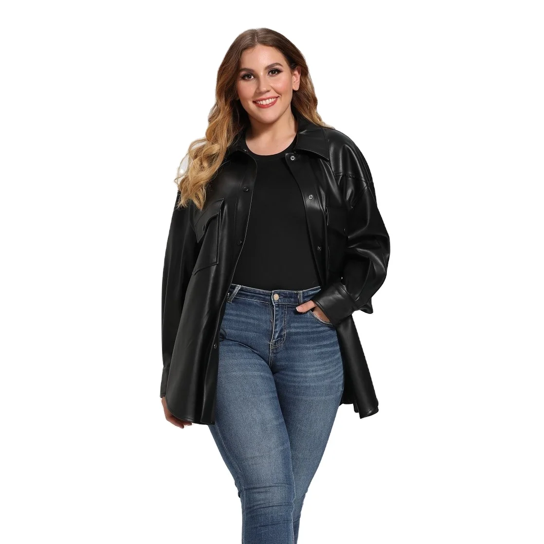 New Arrival Plus Size Boutique Women Fashion PU Leather Casual Coat Jacket Hot Sale Women Clothing, Black
New Arrival Plus Size Boutique Women Fashion PU Leather Casual Coat Jacket Hot Sale Women Clothing, Black