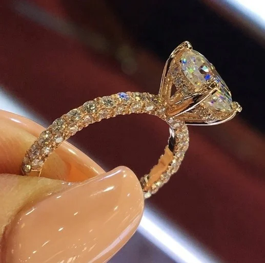 New fashion wedding ring jewelry women's large diamond engagement ring, Rose gold/silver
New fashion wedding ring jewelry women's large diamond engagement ring, Rose gold/silver