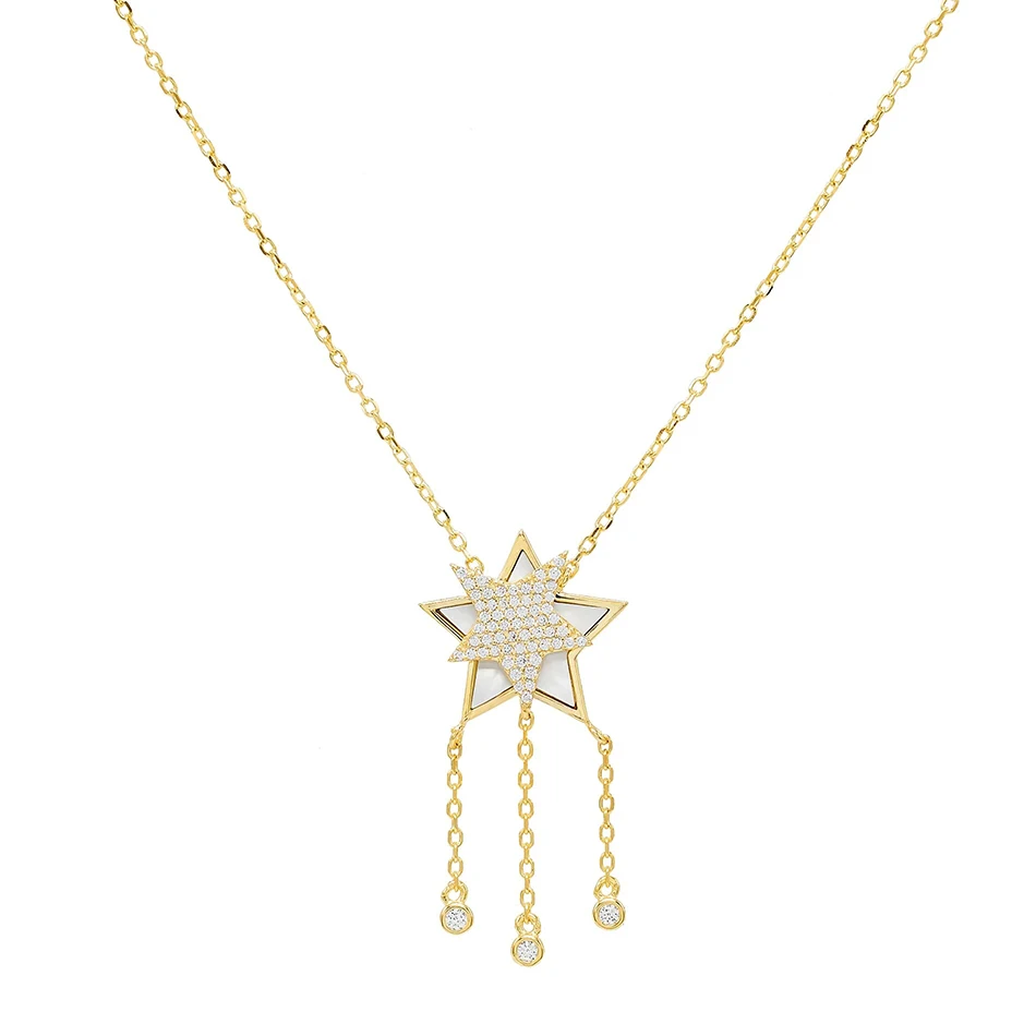 Luxury Band 925 Sterling Silver 18K gold Plated Cubic Zircon Pearl Star necklace For Woman
Luxury Band 925 Sterling Silver 18K gold Plated Cubic Zircon Pearl Star necklace For Woman