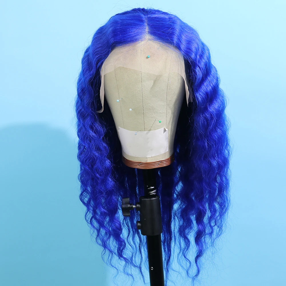 Blue Human Lace Front Wig 100% Brazilian Virgin Hair Deep Wave Wig Colorful Lace Wig for Women
Blue Human Lace Front Wig 100% Brazilian Virgin Hair Deep Wave Wig Colorful Lace Wig for Women