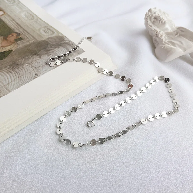 Customized S925 sterling silver retro long clavicle chain for gifts, Silver color 
Customized S925 sterling silver retro long clavicle chain for gifts, Silver color