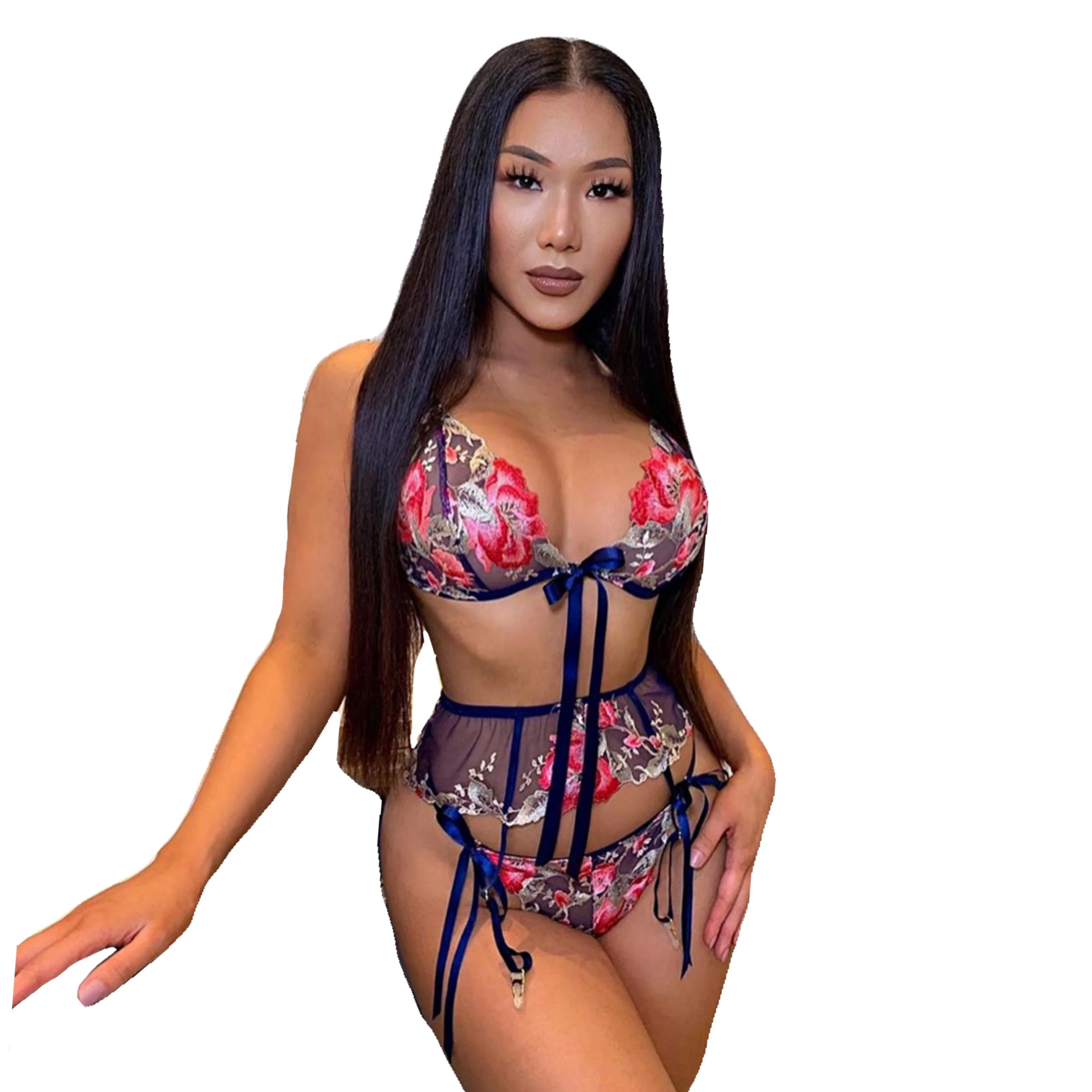 XRW426 High quality 3 Piece set sexy hot transparent embroidery garter lingerie set, Blue, pink
XRW426 High quality 3 Piece set sexy hot transparent embroidery garter lingerie set, Blue, pink