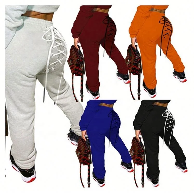 New Style Special Design Bandage Solid Color Sports Casual Lace Women Jogger Pants Ladies Trouser
New Style Special Design Bandage Solid Color Sports Casual Lace Women Jogger Pants Ladies Trouser