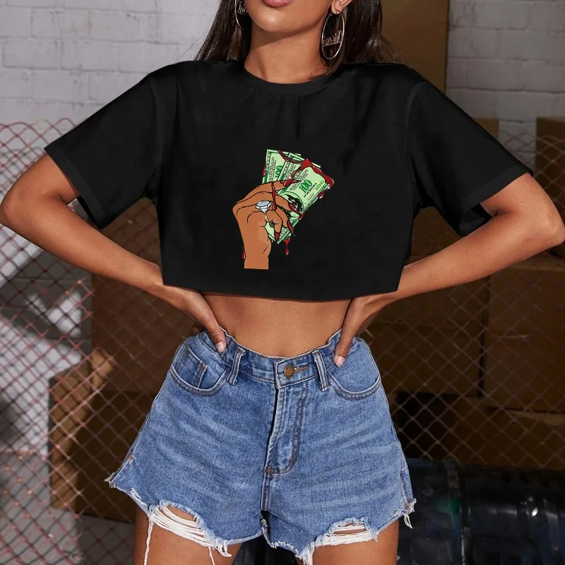 New Design Crop Top T Shirt Women His -loss Printed Vintage Sexy Short T-shirt Make Money Not Friends Printed Tee Shirt, Black white
New Design Crop Top T Shirt Women His -loss Printed Vintage Sexy Short T-shirt Make Money Not Friends Printed Tee Shirt, Black white
