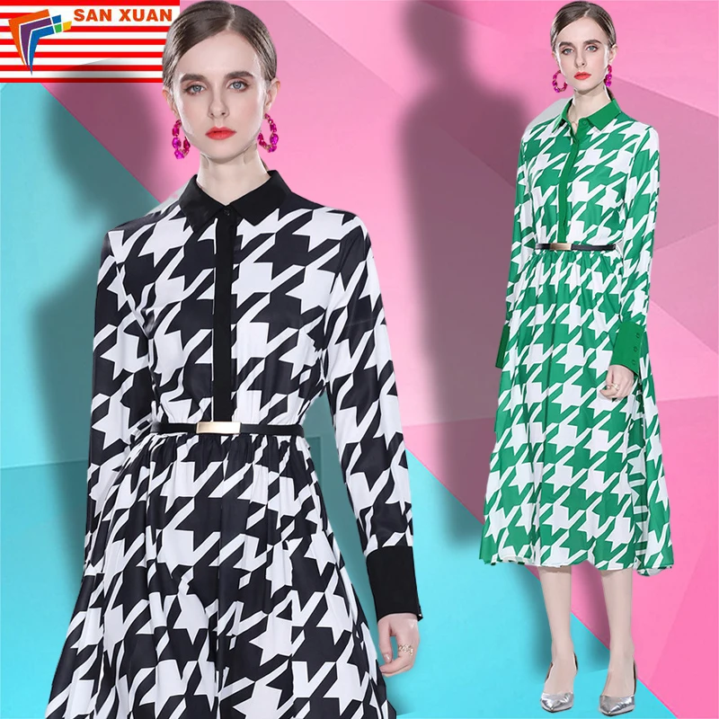 2022 spot new products elegant casual wear fashionable European and American houndstooth shirt high-end dresses, Customized color
2022 spot new products elegant casual wear fashionable European and American houndstooth shirt high-end dresses, Customized color