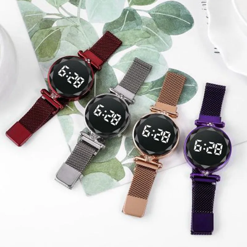 Luxury Digital Magnet Watches For Women Rose Gold Stainless Steel Dress LED Quartz Watch Female Clock Relogio Feminino
Luxury Digital Magnet Watches For Women Rose Gold Stainless Steel Dress LED Quartz Watch Female Clock Relogio Feminino