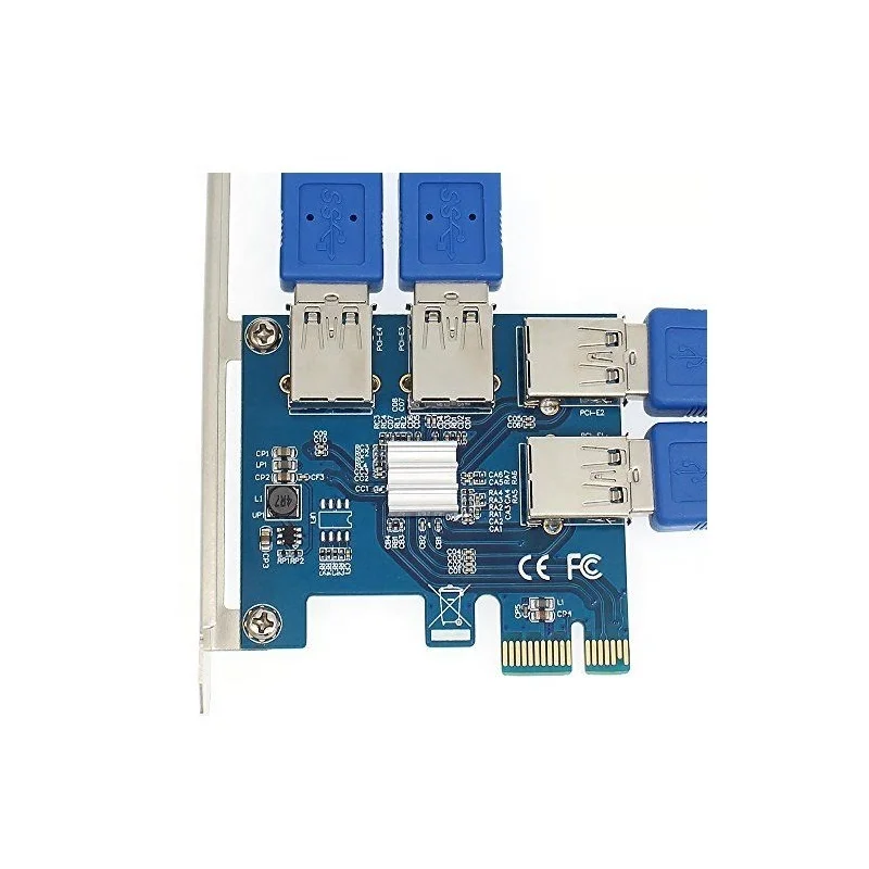 PCIe 1 to 4 PCIe 16X Riser Card PCI-E 1X to 4 USB 3.0 PCI-E Riser Adapter Port Multiplier Card for Mining
PCIe 1 to 4 PCIe 16X Riser Card PCI-E 1X to 4 USB 3.0 PCI-E Riser Adapter Port Multiplier Card for Mining
