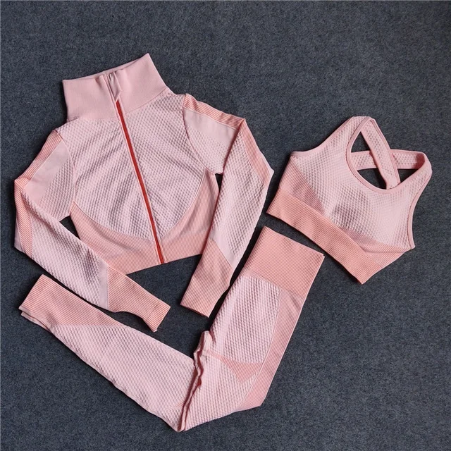 VOOGUE S-XXL 3PCS Seamless Yoga Set Sport Suits Women Gym Fitness Clothing, As picture
VOOGUE S-XXL 3PCS Seamless Yoga Set Sport Suits Women Gym Fitness Clothing, As picture