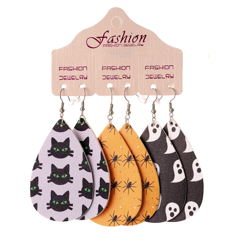 Hot Selling Daily Festival Halloween Bat Pumpkin Cowboy Print PU Leather Teardrop Earrings Set, As pictures
Hot Selling Daily Festival Halloween Bat Pumpkin Cowboy Print PU Leather Teardrop Earrings Set, As pictures