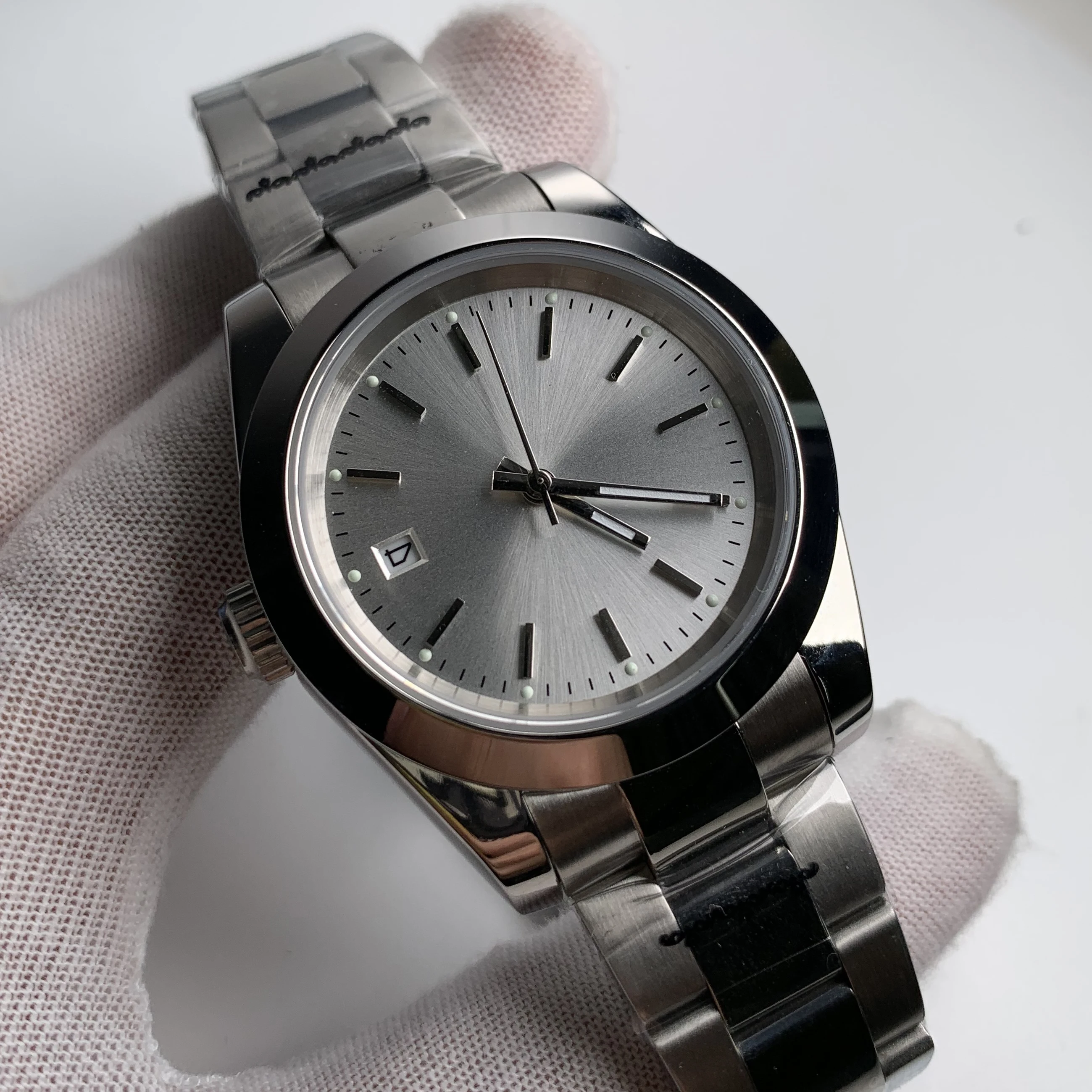 

Oyster retro Automatic Watch Luminous Hands 39mm Sapphire Polished Steel Case Blank Dial have Date 2813 automatic movement B861