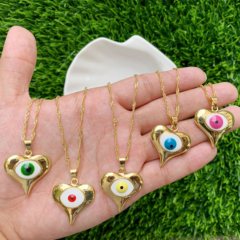 Heart Shape Eye Pattern Pendant Accessories Brass Fine Chain Necklace Jewelry Couples Jewelry Anniversary gift
Heart Shape Eye Pattern Pendant Accessories Brass Fine Chain Necklace Jewelry Couples Jewelry Anniversary gift