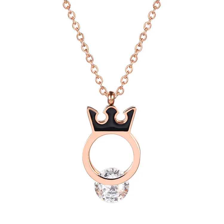 Stainless Steel Rose Gold Pinched Bling CZ Stone Crown Choker Necklace 
Stainless Steel Rose Gold Pinched Bling CZ Stone Crown Choker Necklace
