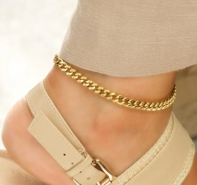 2022 Fashion Jewelry 18K Gold Women Anklet Waterproof Snake Cuban Chain Anklet Thick Chain Metal Anklet
2022 Fashion Jewelry 18K Gold Women Anklet Waterproof Snake Cuban Chain Anklet Thick Chain Metal Anklet