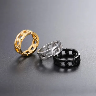 Newest Jewelry Link Chain Stainless Steel Rings Titanium Steel Hollow Link Chain Finger Rings For Women Men
Newest Jewelry Link Chain Stainless Steel Rings Titanium Steel Hollow Link Chain Finger Rings For Women Men