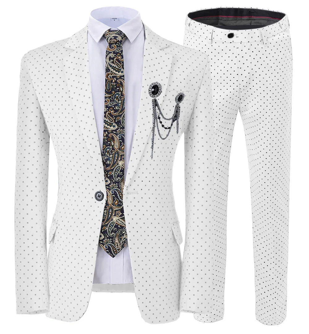 2020 new fashion Casual 2 pieces spring autumn white slim fit suit men with dot design wedding suit, Optional
2020 new fashion Casual 2 pieces spring autumn white slim fit suit men with dot design wedding suit, Optional