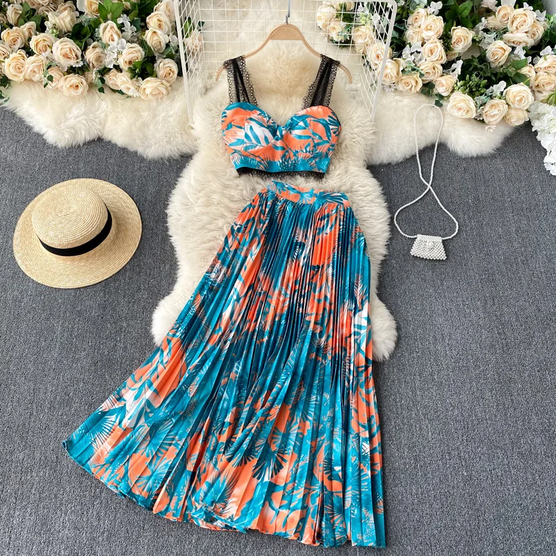 Bohemian style High Waist Pleated Skirt Women Summer Maxi Skirt Sets Summer Two Piece Set Women Clothing
Bohemian style High Waist Pleated Skirt Women Summer Maxi Skirt Sets Summer Two Piece Set Women Clothing