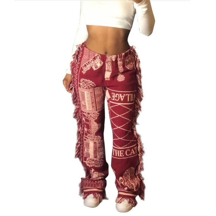 FMY151 Casual Fashion Sexy High Street Female Trousers Streatwear High Waist Women Tassel Long Pants
FMY151 Casual Fashion Sexy High Street Female Trousers Streatwear High Waist Women Tassel Long Pants
