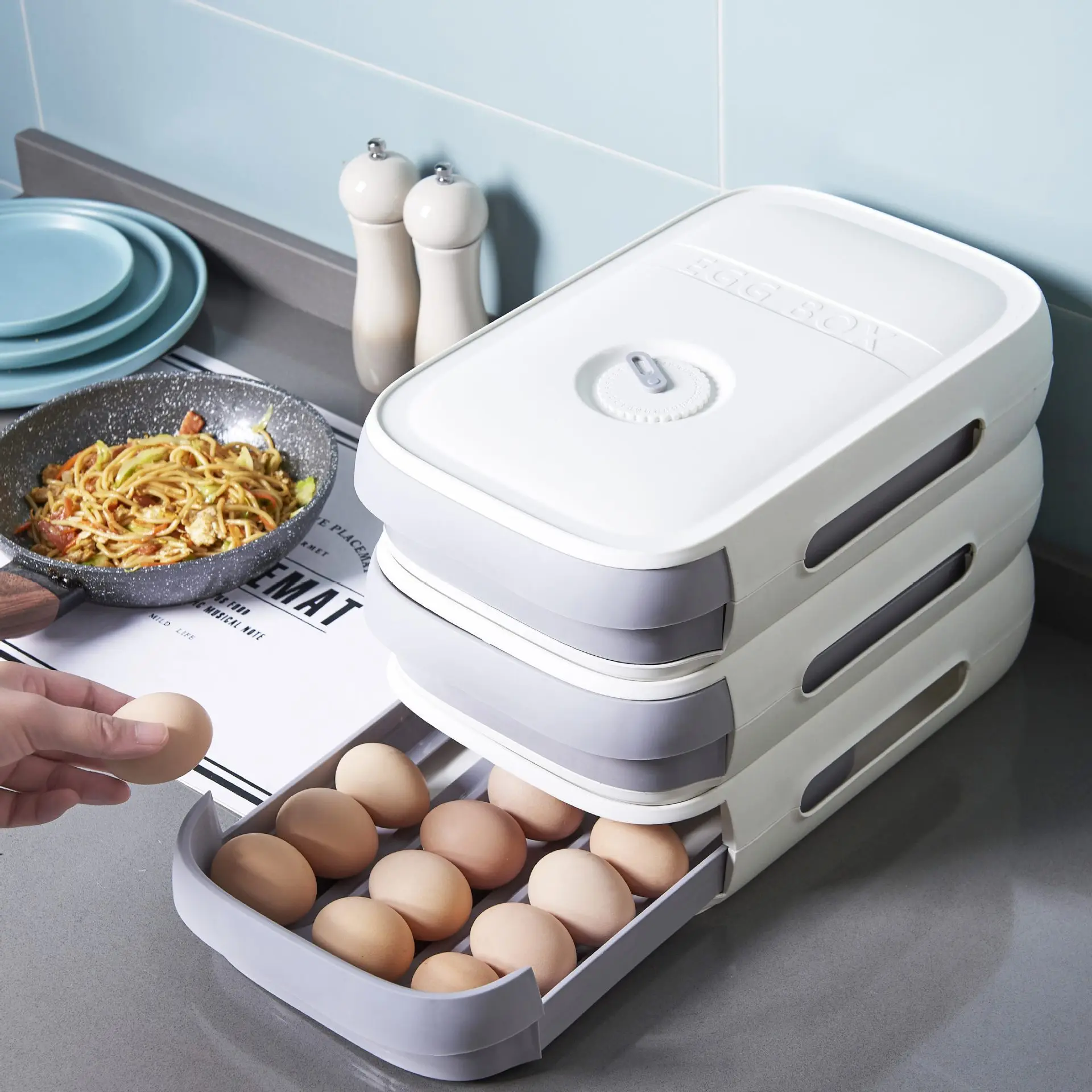 KLH002 Kitchen Organizer Food Storage Box Large capacity Drawer Type Plastic Egg Boxes Refrigerator Preservation Egg Storage Box, 4 colors
KLH002 Kitchen Organizer Food Storage Box Large capacity Drawer Type Plastic Egg Boxes Refrigerator Preservation Egg Storage Box, 4 colors