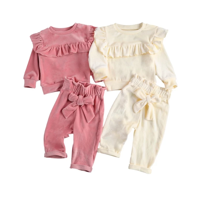 Autumn Winter Baby Girls Clothes Sets Solid Fleece Ruffles Long Sleeve Pullover Tops Pants 2pcs
Autumn Winter Baby Girls Clothes Sets Solid Fleece Ruffles Long Sleeve Pullover Tops Pants 2pcs