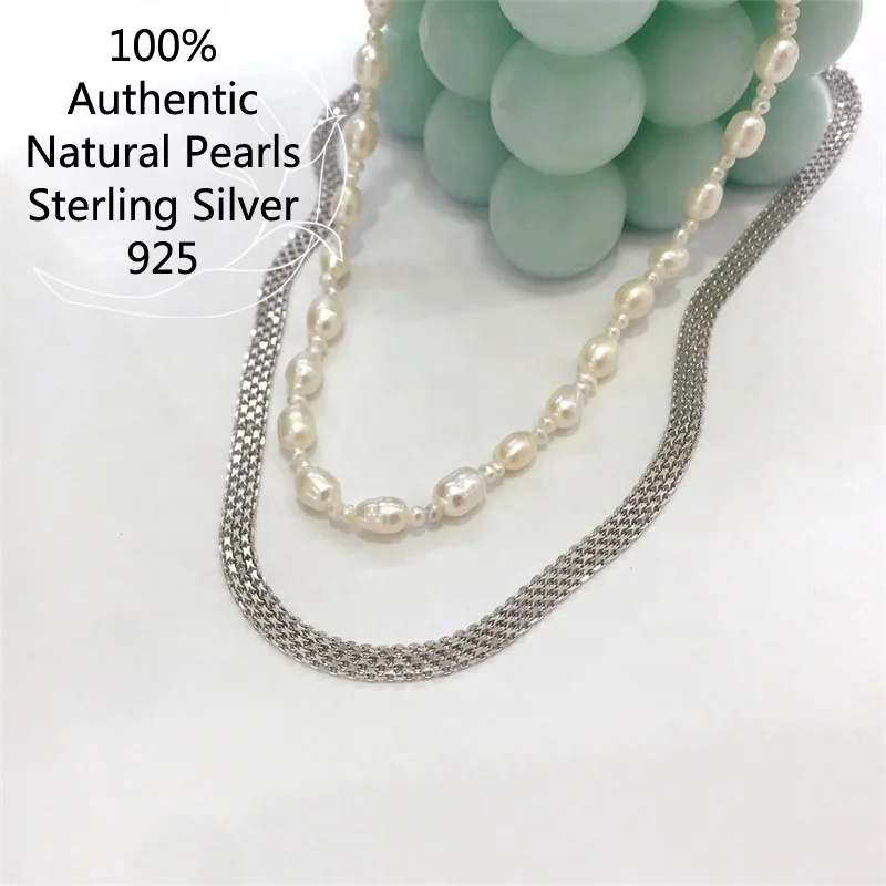 100% Sterling Silver 925 Layered Necklace Fine Choker White Gold Plated Chain Natural Pearl Necklaces Jewellery For Women
100% Sterling Silver 925 Layered Necklace Fine Choker White Gold Plated Chain Natural Pearl Necklaces Jewellery For Women
