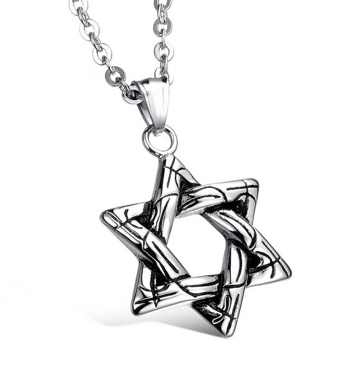 Factory wholesale jewish antique silver jewelry Six-pointed Star Pendant David Star Retro Necklace
Factory wholesale jewish antique silver jewelry Six-pointed Star Pendant David Star Retro Necklace