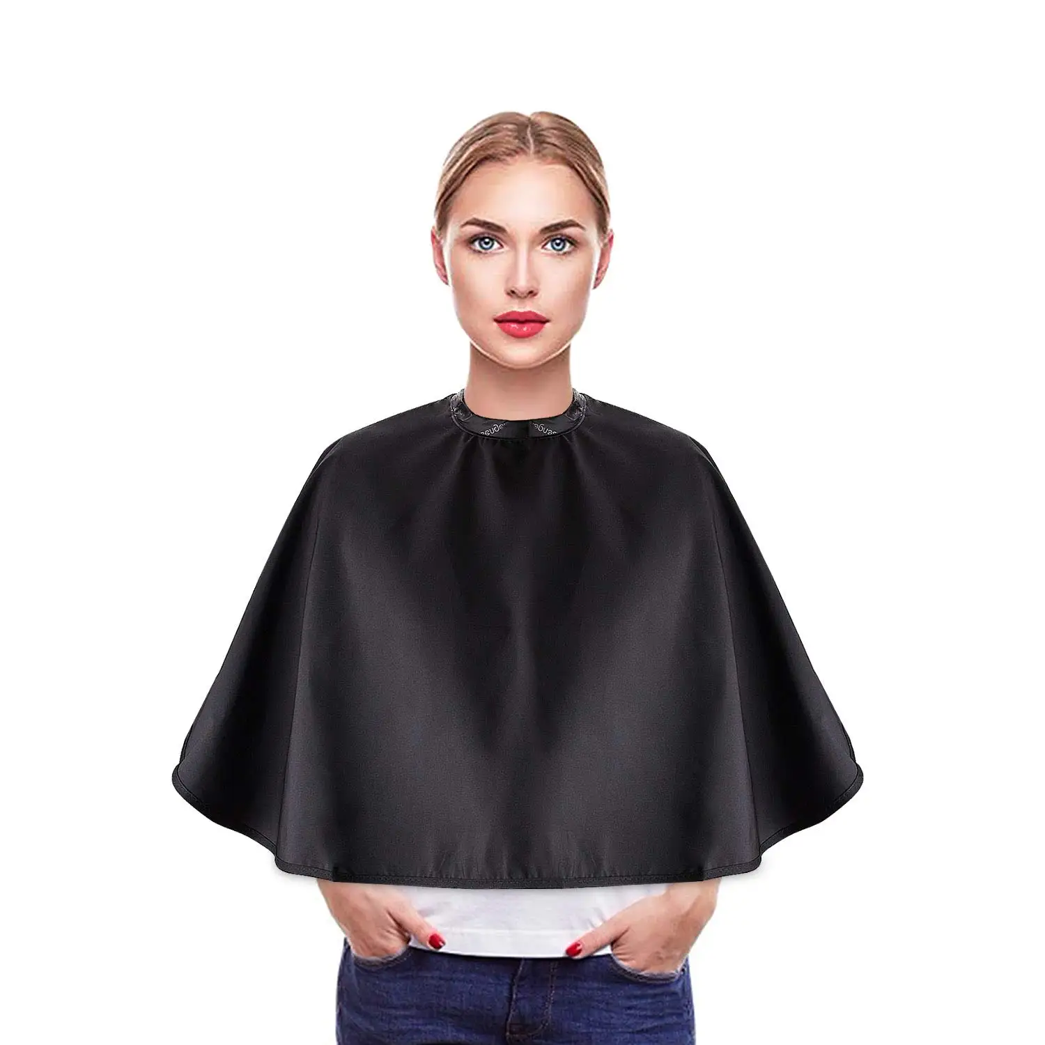 High quality wholesale waterproof beauty salon shorty smock black make up cape hair cutting cape for clients
High quality wholesale waterproof beauty salon shorty smock black make up cape hair cutting cape for clients