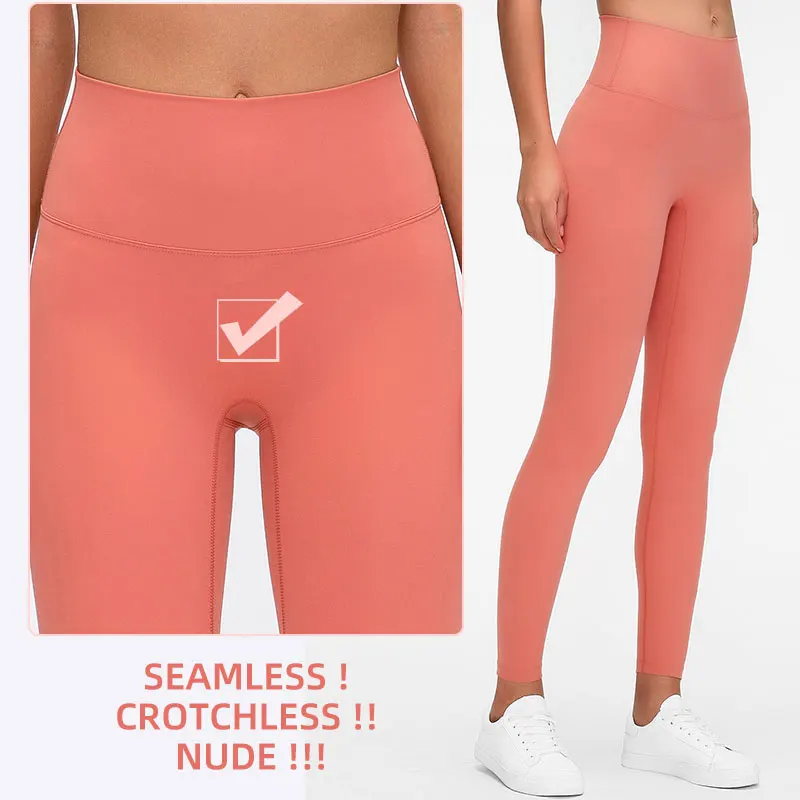 

1pcs custom logo 80 nylon 20 spandex women workout clothing seamless crotchless neon buttery soft tight yoga pants leggings