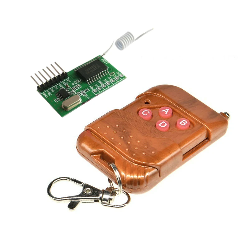 Fixed code wireless remote control 4 buttons 433MHZ plus 4 channel control module, Black
Fixed code wireless remote control 4 buttons 433MHZ plus 4 channel control module, Black