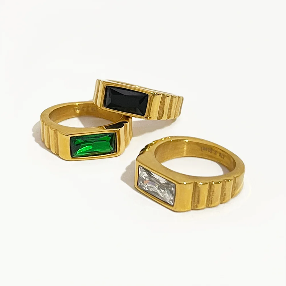 Minimalist Waterproof Stainless Steel Clear Green Black Faceted Zircon Rings 18K Real Gold Finger Ring Women Jewelry YF3153
Minimalist Waterproof Stainless Steel Clear Green Black Faceted Zircon Rings 18K Real Gold Finger Ring Women Jewelry YF3153