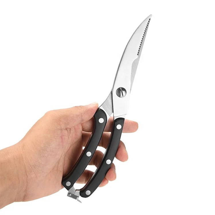 Asiakey Strong Kitchen Shear Stainless Steel Poultry Fish Chicken Bone Scissors
