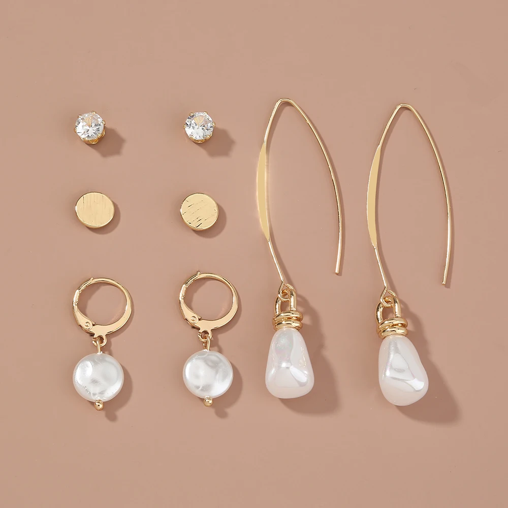 4 Pairs Of Style Rhinestone Baroque Pearl V-shaped Hook Earrings Set Women's Jewelry
4 Pairs Of Style Rhinestone Baroque Pearl V-shaped Hook Earrings Set Women's Jewelry