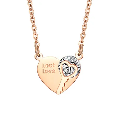 2021 Fashion Simple Love Heart Love Lock Pendants Zircon Rose Gold Stainless Steel Chain Necklace jewelry for women
2021 Fashion Simple Love Heart Love Lock Pendants Zircon Rose Gold Stainless Steel Chain Necklace jewelry for women