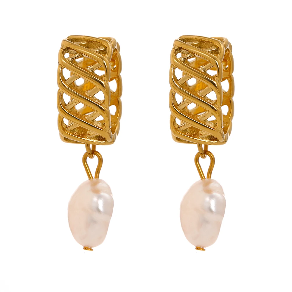 JINYOU 008 Trendy Golden Geometric Earrings Stainless Steel Natural Freshwater Pearl Dangle Earrings 2022
JINYOU 008 Trendy Golden Geometric Earrings Stainless Steel Natural Freshwater Pearl Dangle Earrings 2022