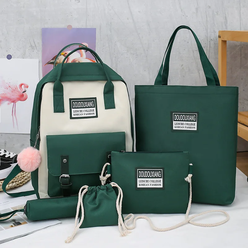 Hot Sell 5 Pcs Sets Canvas Backpack For Teenage Girls Nylon Women Travel Backpack Child Student Kids School Bags, Customized color
Hot Sell 5 Pcs Sets Canvas Backpack For Teenage Girls Nylon Women Travel Backpack Child Student Kids School Bags, Customized color