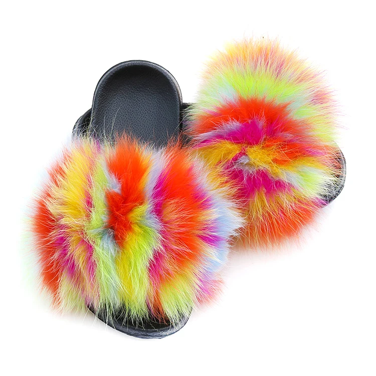 Contrast Color Real Fox Fur Slippers Female Flip Flop Mixed Color Fur Flop Full Coverage Slippers, 5 colors as picture
Contrast Color Real Fox Fur Slippers Female Flip Flop Mixed Color Fur Flop Full Coverage Slippers, 5 colors as picture