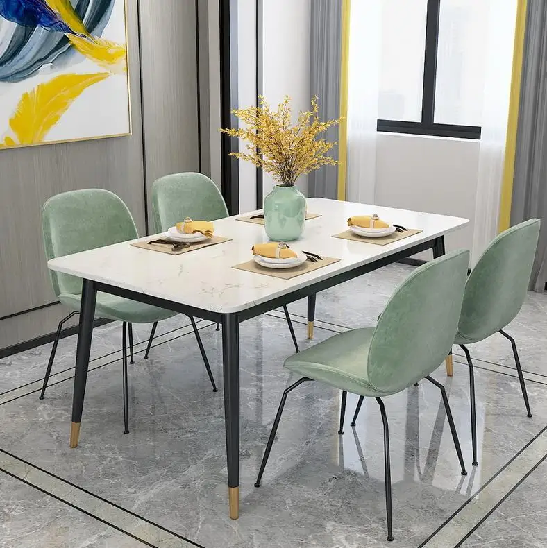 Nordic marble dining table and chair combination post modern minimalist table small apartment rectangular light luxury table