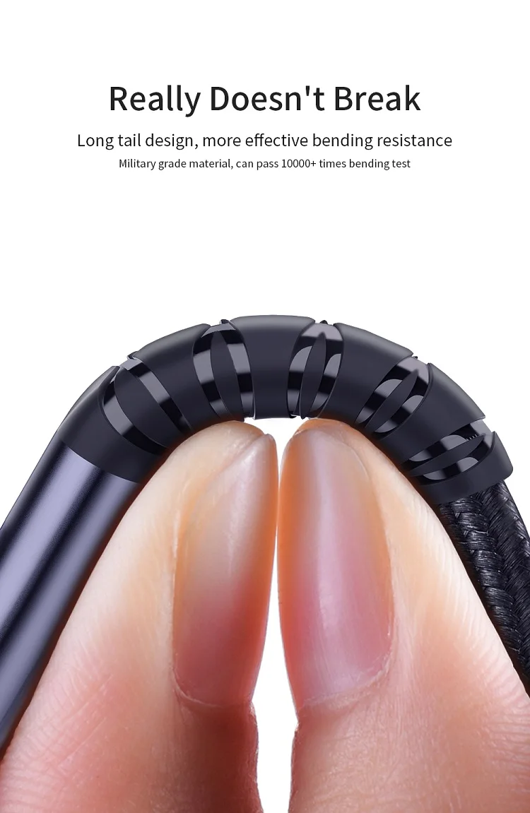 High quality 3A Nylon Braided Wire Type C Led Usb Phone Fast Charger Cable - ANKUX.COM