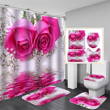 Custom Pink rose and purple butterfly Bathroom Shower Curtains 4 pcs Sets, Waterproof Fabric Bathroom Curtain with 12 Hooks, Custom-made
Custom Pink rose and purple butterfly Bathroom Shower Curtains 4 pcs Sets, Waterproof Fabric Bathroom Curtain with 12 Hooks, Custom-made