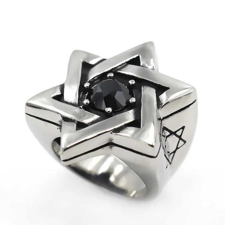 Hip Hop Punk Men Black Stone Star Of David Jewelry Vintage 316L Titanium Stainless Steel Finger Ring For Man, Black,gold,silver
Hip Hop Punk Men Black Stone Star Of David Jewelry Vintage 316L Titanium Stainless Steel Finger Ring For Man, Black,gold,silver