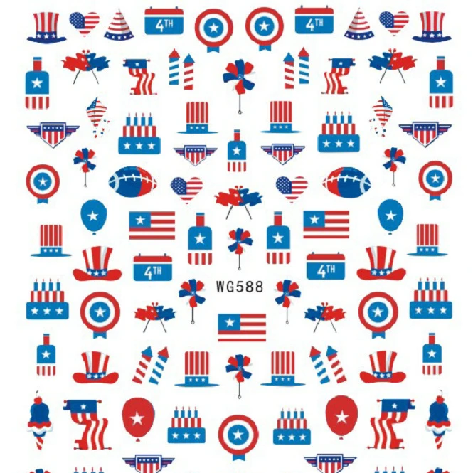 WG588-599 Wholesale American Independence Day national flag nail stickers, As picture show
WG588-599 Wholesale American Independence Day national flag nail stickers, As picture show