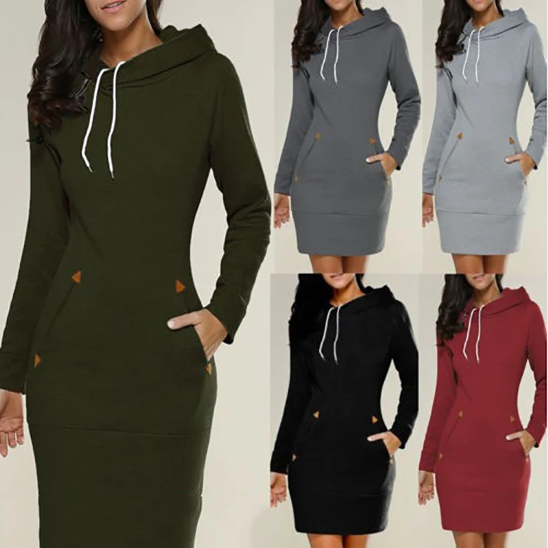 CUHAKCI Women Autumn Hoodies Dresses Long Sleeve Solid Patchwork Casual Hooded Sweatshirt Custom Logo Designer Dress, 5 colors
CUHAKCI Women Autumn Hoodies Dresses Long Sleeve Solid Patchwork Casual Hooded Sweatshirt Custom Logo Designer Dress, 5 colors