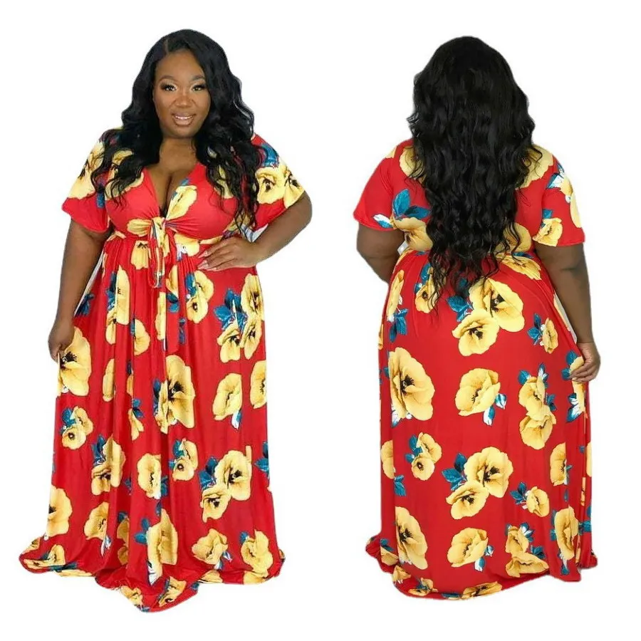 Foma Dresses TB5268 summer women's wear new red floral sexy V-neck tie print party plus size long dress
Foma Dresses TB5268 summer women's wear new red floral sexy V-neck tie print party plus size long dress